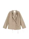 Jnby Drawstring Long-sleeve Blazer In Neutral