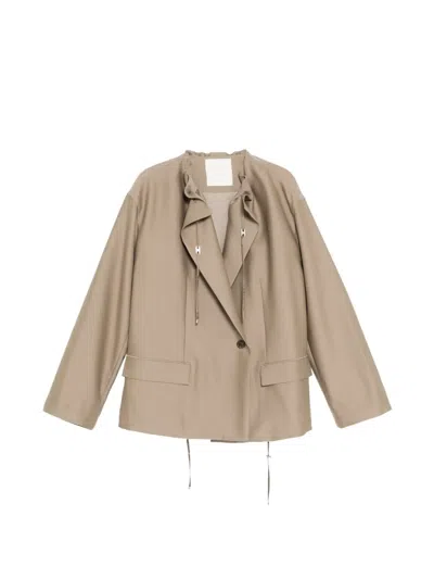 Jnby Drawstring Long-sleeve Blazer In Neutral