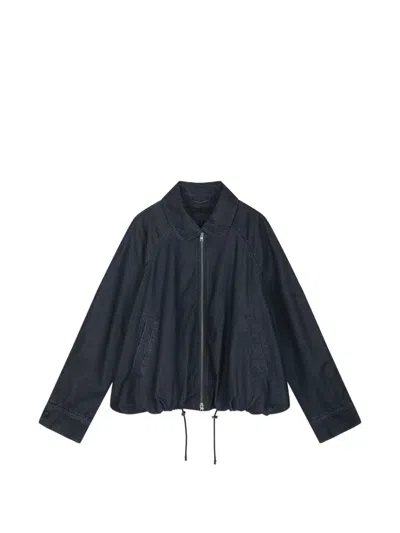 Jnby Drawstring Raglan-sleeve Denim Jacket In Transparent