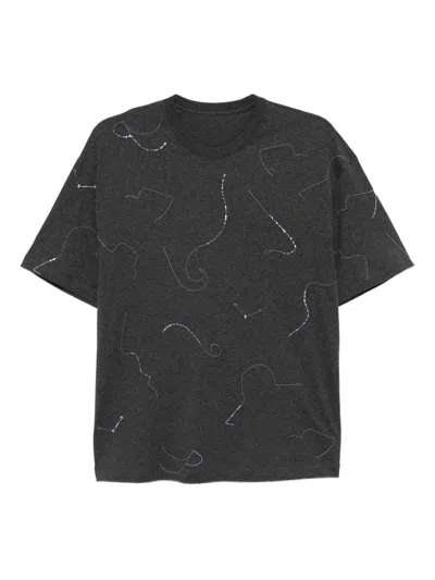 Jnby Embroidered Cotton T-shirt In Gray