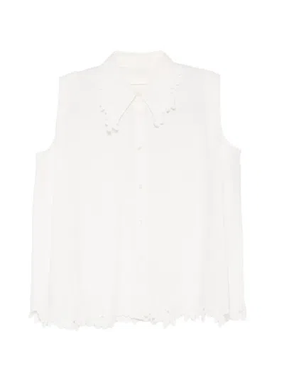Jnby Embroidered Sleeveless Shirt In White