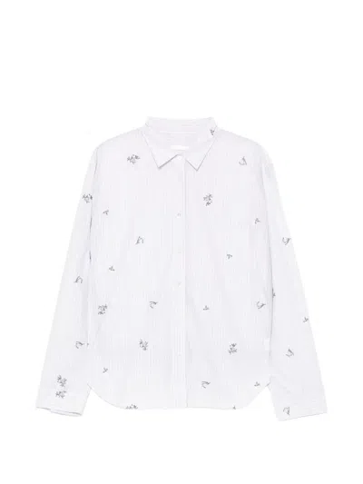 Jnby Embroidered Striped Shirt In White