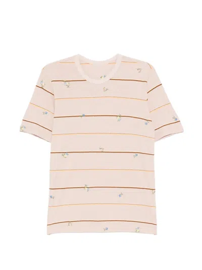 Jnby Embroidered Striped T-shirt In Pink