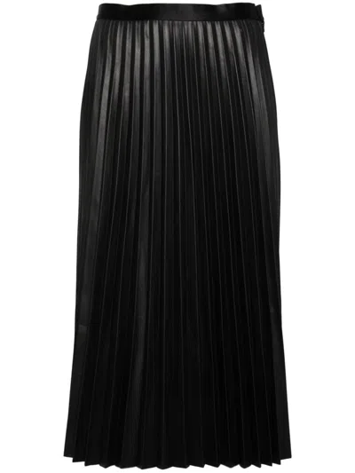 Jnby Faux Leather Pleated Skirt In Black