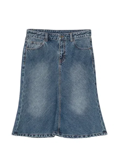 Jnby Fishtail-hem Denim Skirt In Blue