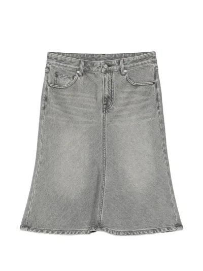 Jnby Fishtail-hem Midi Skirt In Gray