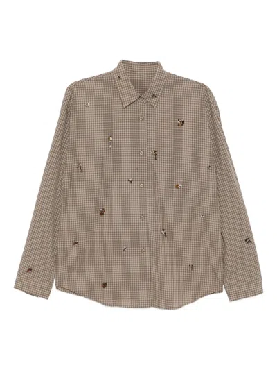 Jnby Floral Beaded Shirt In Brown