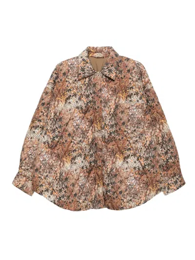 Jnby Floral Diamond Cut Jacket In Brown