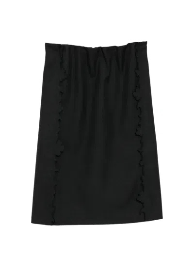 Jnby Floral-embellished A-line Skirt In Black