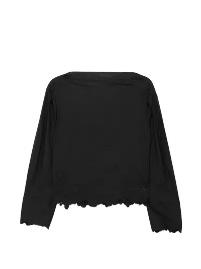 Jnby Floral-embroidered Blouse In Black