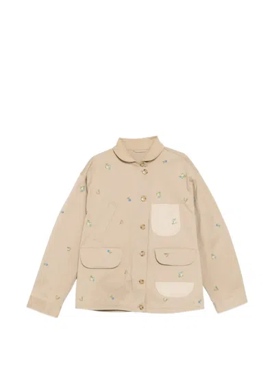 Jnby Floral-embroidered Long-sleeve Jacket In Multi