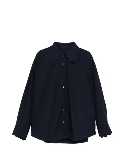 Jnby Floral-embroidered Shirt In Blue