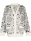 Jnby Floral Intarsia-knit V-neck Cardigan In White