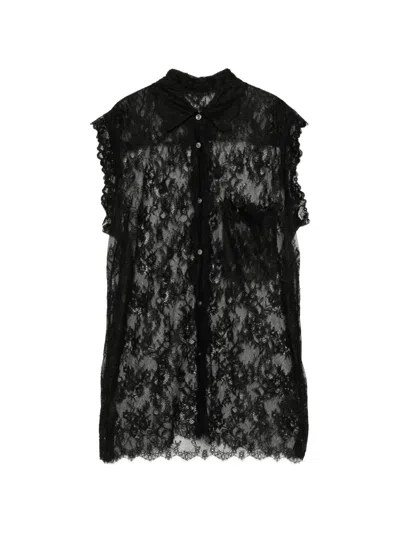 Jnby Floral Lace Shirt In Black