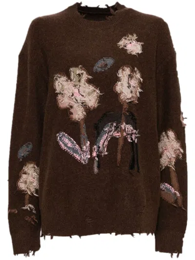 Jnby Floral Pattern Sweatshirt In Brown