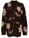 Jnby Floral Pattern V-neck Cardigan In Brown