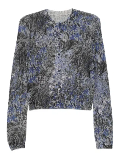 Jnby Floral Print Cardigan In Gray