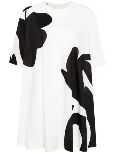 Jnby Floral-print Cotton Dress In White