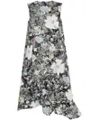 Jnby Floral-print Cotton Midi Dress In Black