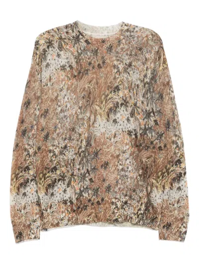 Jnby Floral Print Jumper In Brown