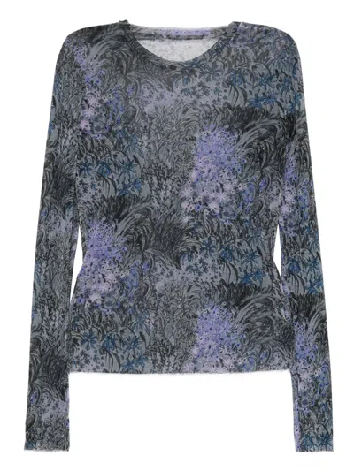 Jnby Floral Print T-shirt In Gray