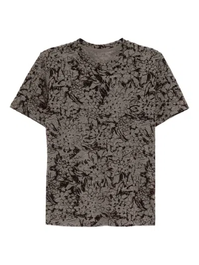 Jnby Floral-print T-shirt In Gray