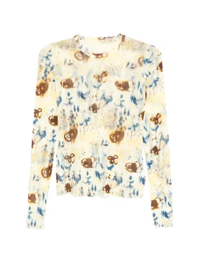 Jnby Floral Printed T-shirt In Neutral