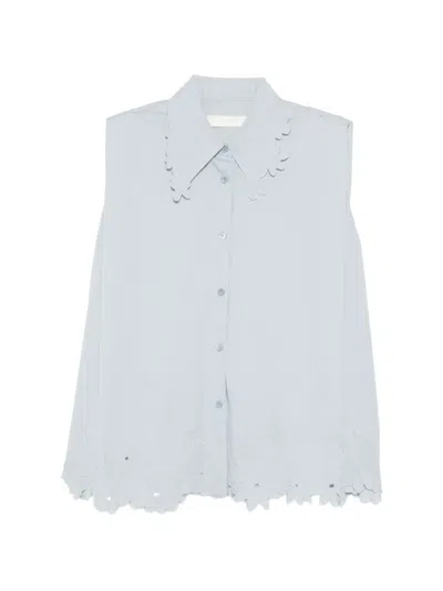 Jnby Floral-embroidered Shirt In Blue