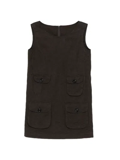 Jnby Floral-embroidered Utility Dress In Black