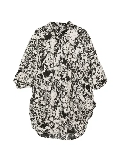 Jnby Floral-print Gathered Shirt In Neutral