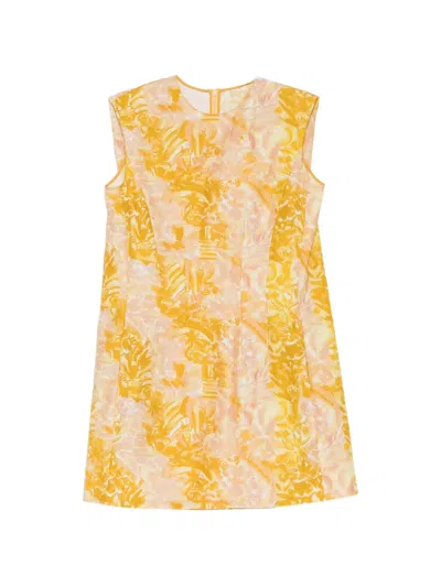 Jnby Floral-print Mini Dress In Yellow