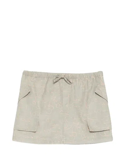Jnby Floral-print Mini Skirt In Neutral