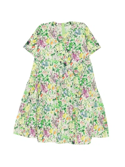 Jnby Floral-print Round-neck Dress In Green
