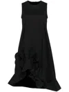 Jnby Flower-detailing Cotton-blend Dress In Black