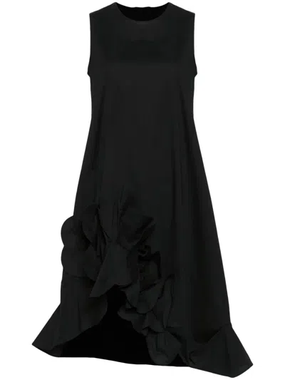 Jnby Flower-detailing Cotton-blend Dress In Black