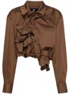 Jnby Flower-detailing Cotton Shirt In Brown