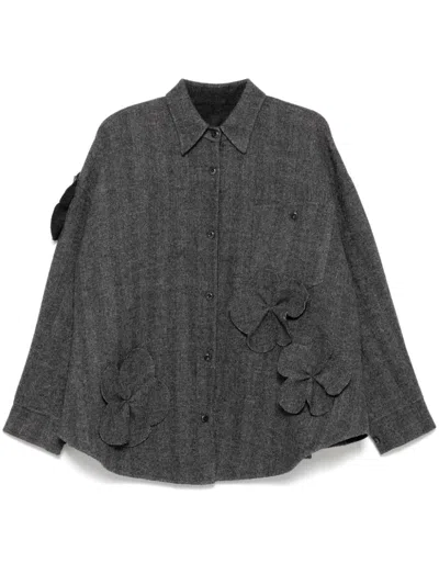 Jnby Flower-detailing Jacket In Grey