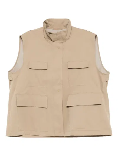 Jnby Four-pockets Military Vest In Brown