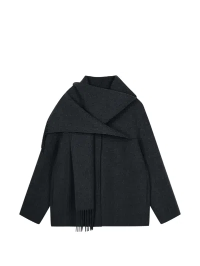 Jnby Fringed Cropped Coat In Blue