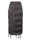 Jnby Fringed-edge Midi Skirt In Brown