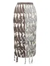 Jnby Fringed-edge Midi Skirt In Brown