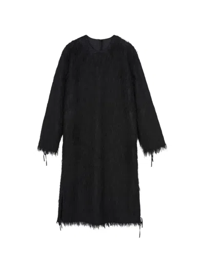 Jnby Fringe-detail Jacquard Midi Dress In Black