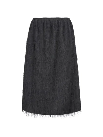 Jnby Fringe-jacquard Skirt In Black