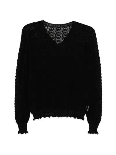 Jnby Gathered Hem V-neck Top In Black