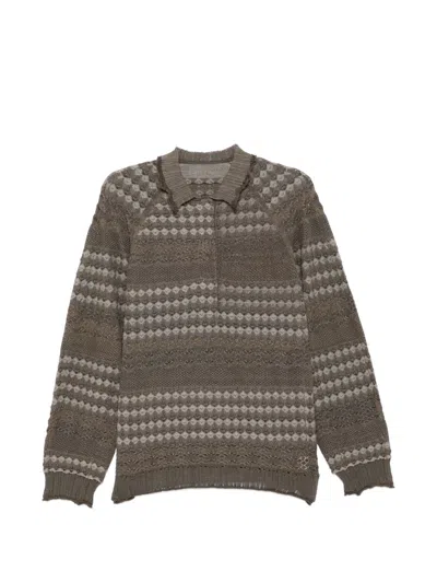 Jnby Geometric-print Sweater In Gray