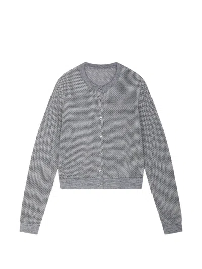 Jnby Geometric-pattern Cardigan In Gray
