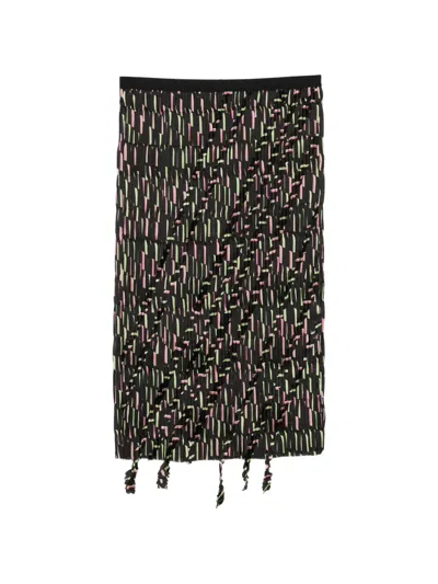 Jnby Geometric-print Midi Skirt In Black