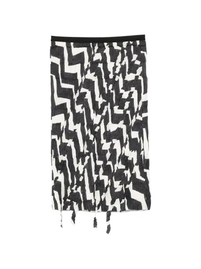 Jnby Geometric-print Midi Skirt In Gray
