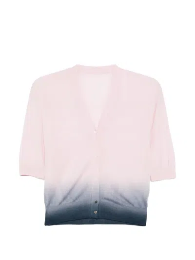 Jnby Gradient-dye Mid-sleeve Cardigan In Pink
