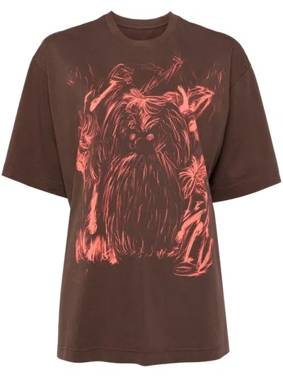Jnby Graffiti-printed T-shirt In Brown